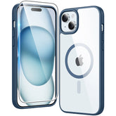 FNTCASE iPhone 15 Plus 14 Plus ケース: クリア 黄ばみ防止 マグネット式 ミリタリーグレード 落下保護 携帯電話カバー - 頑丈 耐衝撃 保護バンパー 透明